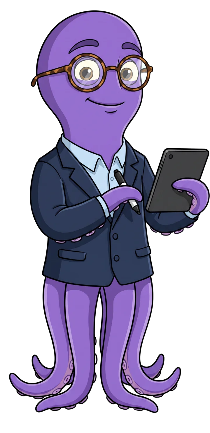 OctoChat lecturer mascot for universities and training providers